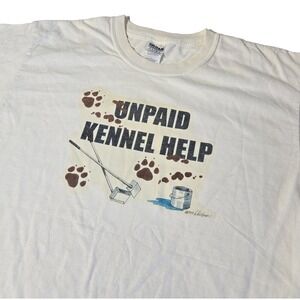 Vintage Dog Shirt Mens Large White‎ Unpaid Kennel Help B Hickman Art Tee Funny